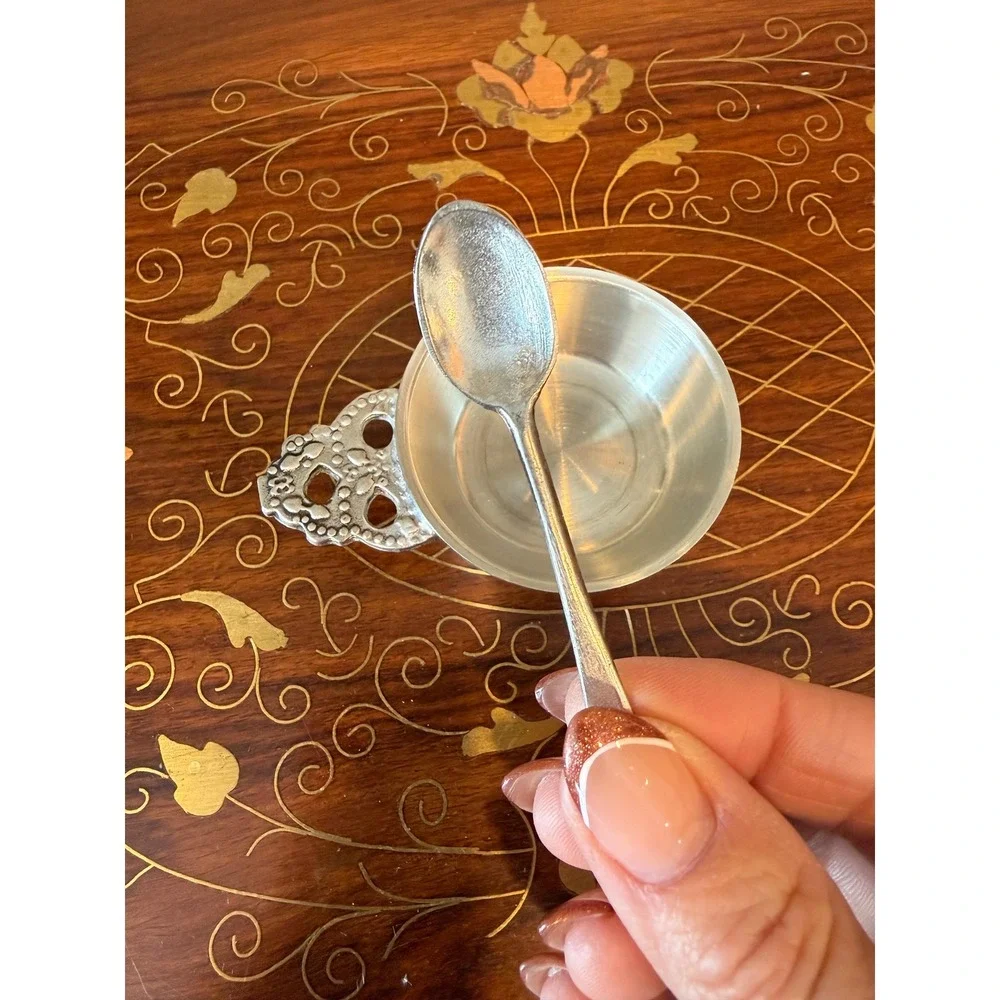 Vintage Woodbury Pewter Salt‎ Cellar with Spoon, 2.25